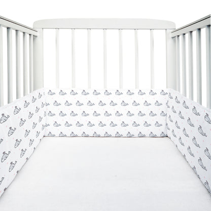 Grey Whale with Pink Dots Cot Bumper