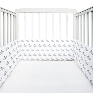 Grey Whale with Pink Dots Cot Bumper