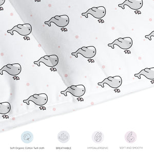 Grey Whale with Pink Dots Cot Bumper