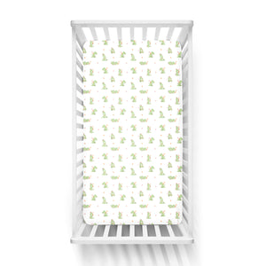 White And Green Bunny Crib Sheets 2 Pcs