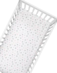 Pink Hearts & Pink Poodle Crib Sheets 1 Pcs