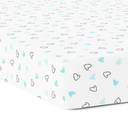 Blue Hearts Crib Sheets 1 Pcs