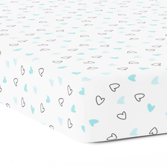 Blue Hearts Crib Sheets 1 Pcs