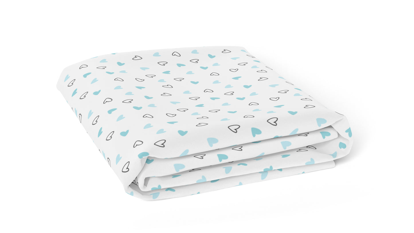 Blue Hearts Crib Sheets 1 Pcs