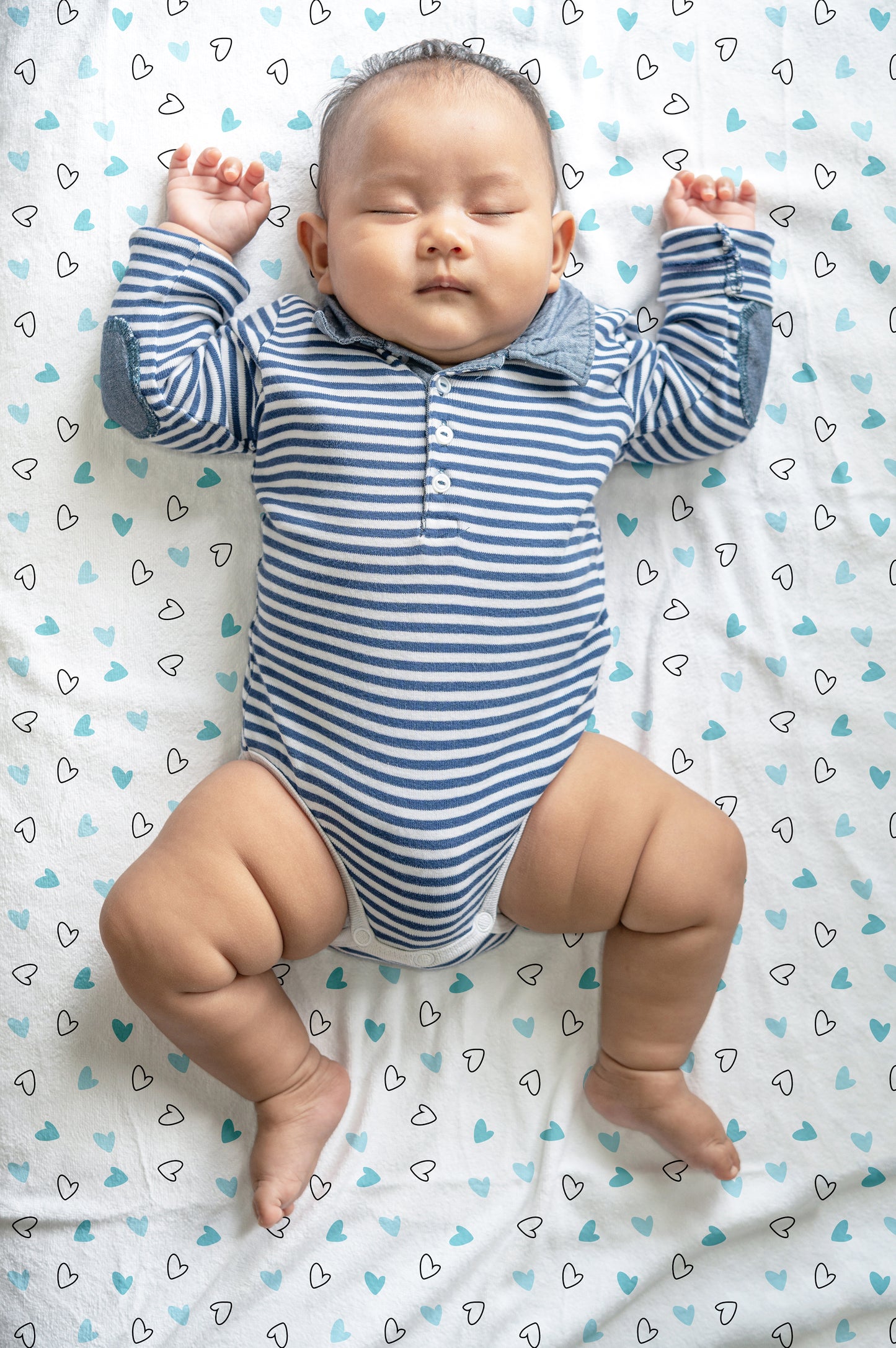 Blue Hearts Crib Sheets 1 Pcs