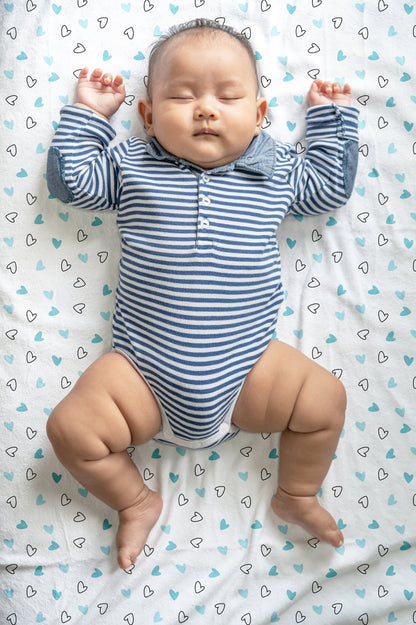 Blue Hearts Crib Sheets 1 Pcs