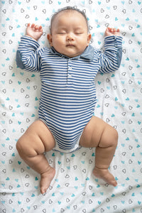 Blue Hearts Crib Sheets 1 Pcs