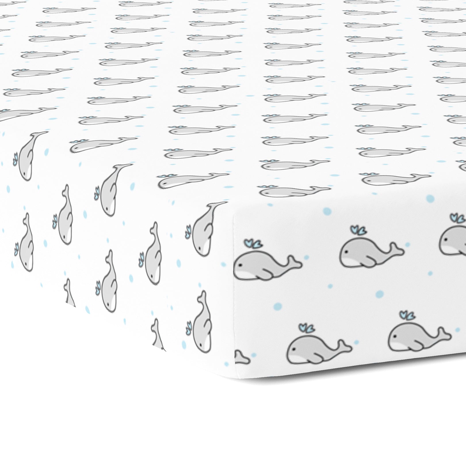 Grey Whale with Blue Dots Crib Sheets 1 Pcs