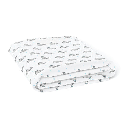 Grey Whale with Blue Dots Crib Sheets 1 Pcs