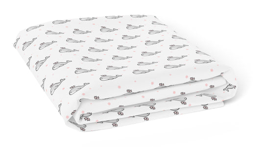 Grey Whale with Pink Dots Crib Sheets 1 Pcs