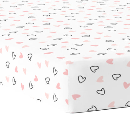 Pink Hearts Crib Sheets 1 Pcs