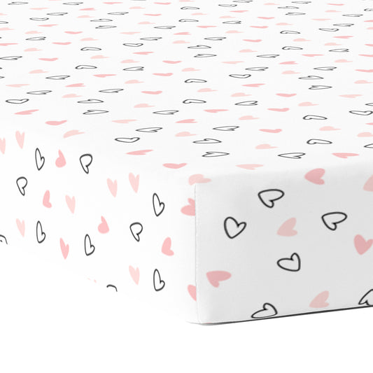 Pink Hearts Crib Sheets 1 Pcs