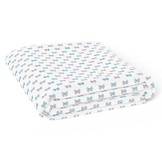 Blue Hearts and Bows Crib Sheets 2 Pcs