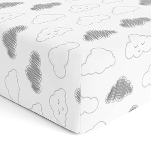 Grey Clouds Crib Sheets 1 Pcs