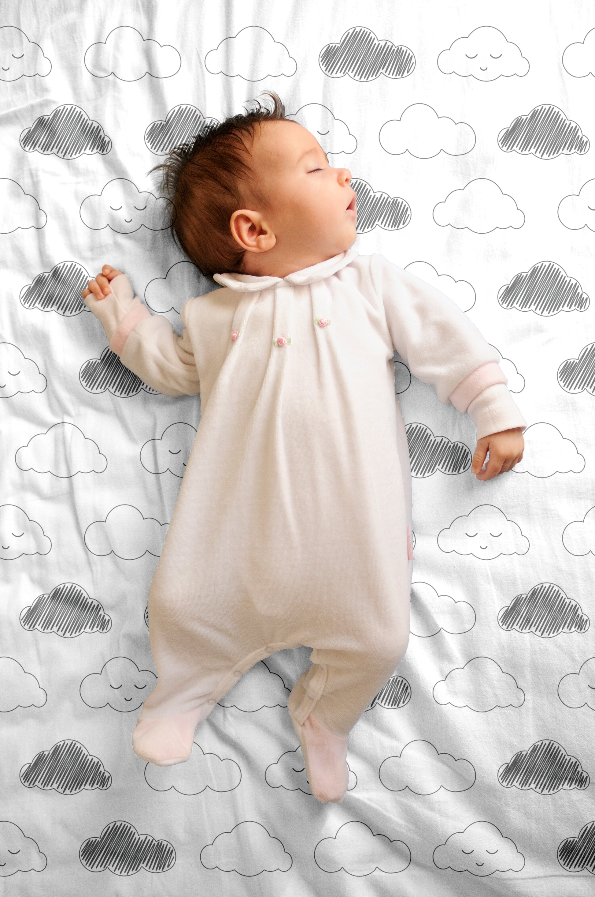 Grey Clouds Crib Sheets 1 Pcs