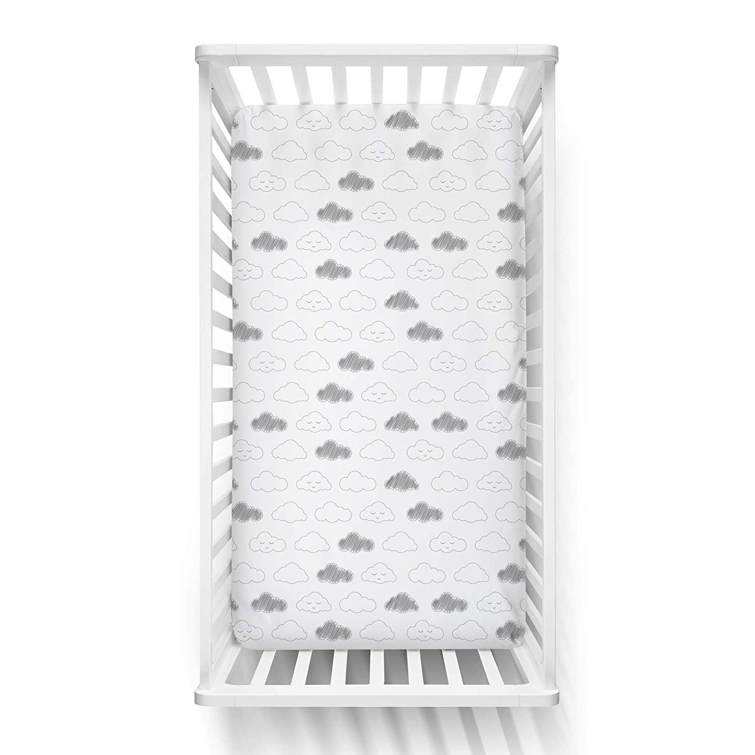 Grey Clouds Crib Sheets 1 Pcs