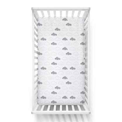 Grey Clouds Crib Sheets 1 Pcs