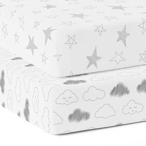 Star & Clouds Crib Sheets 2 Pcs