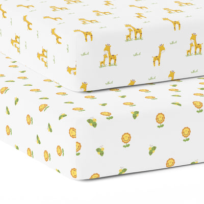 Giraffe and Flower Crib Sheets 2 Pcs