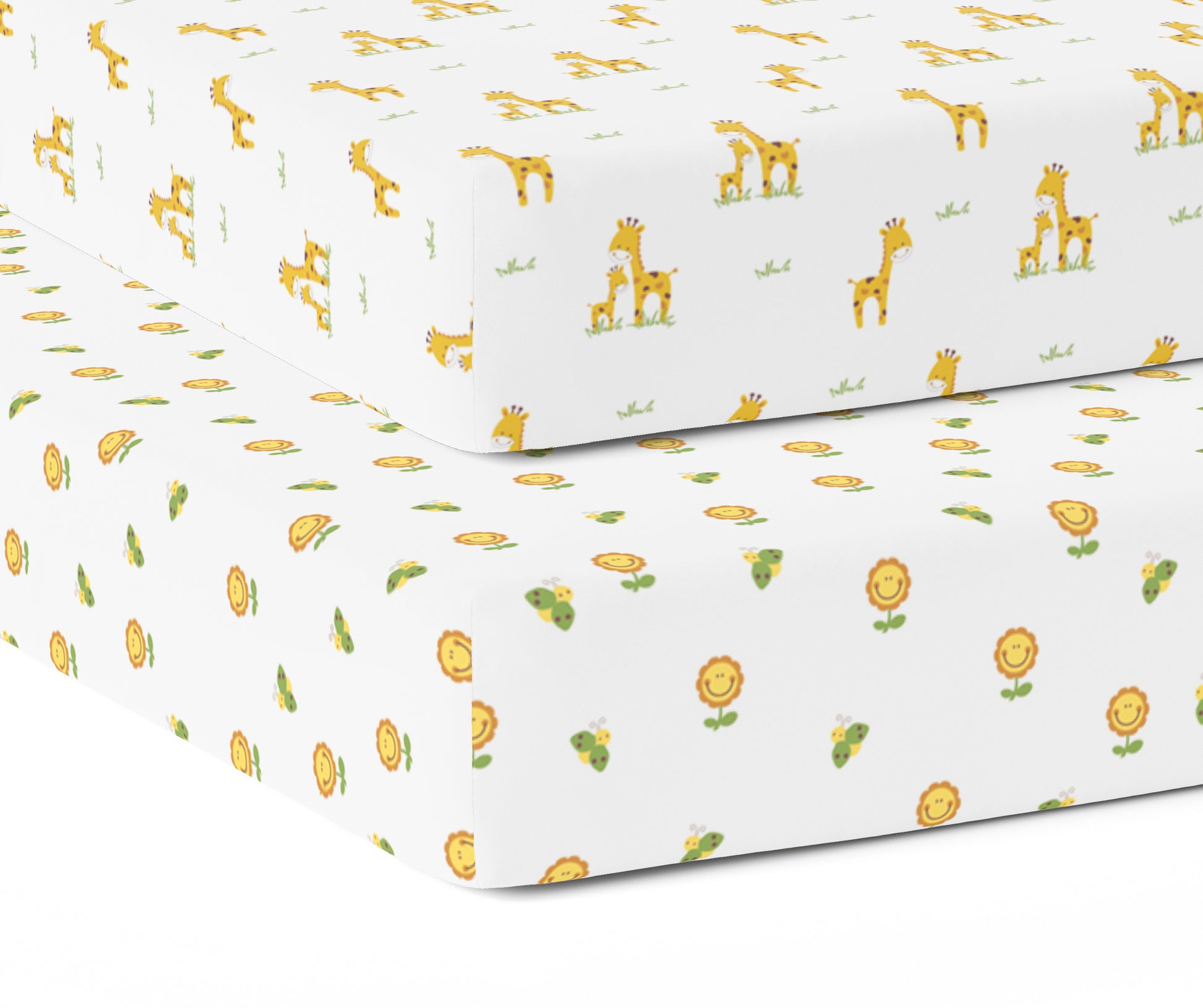 Giraffe and Flower Crib Sheets 2 Pcs