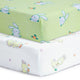 White and Green Rabbit Crib Sheets 2 Pcs
