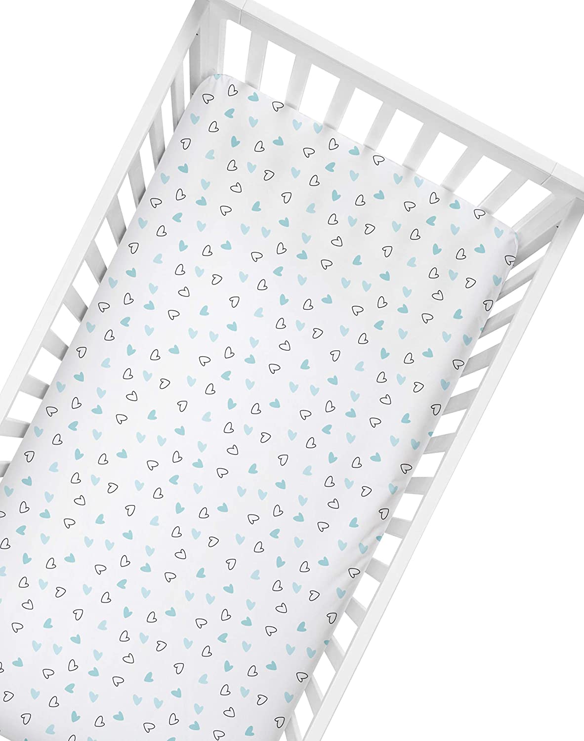 Blue Hearts Crib Sheets 1 Pcs