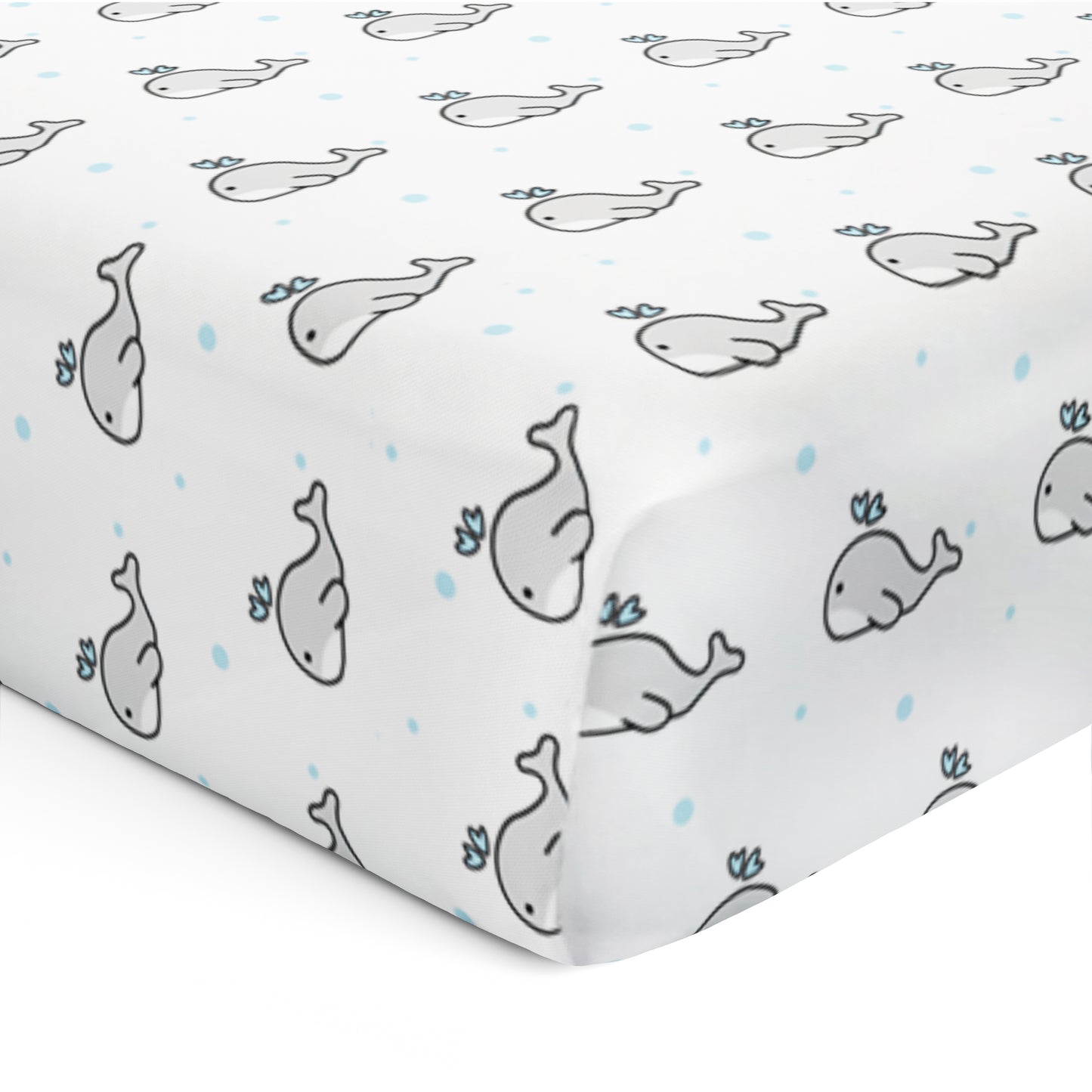 Grey Whale with Blue Dots Crib Sheets 1 Pcs