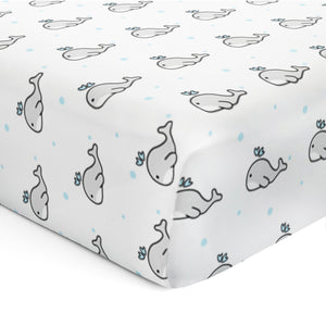Grey Whale with Blue Dots Crib Sheets 1 Pcs