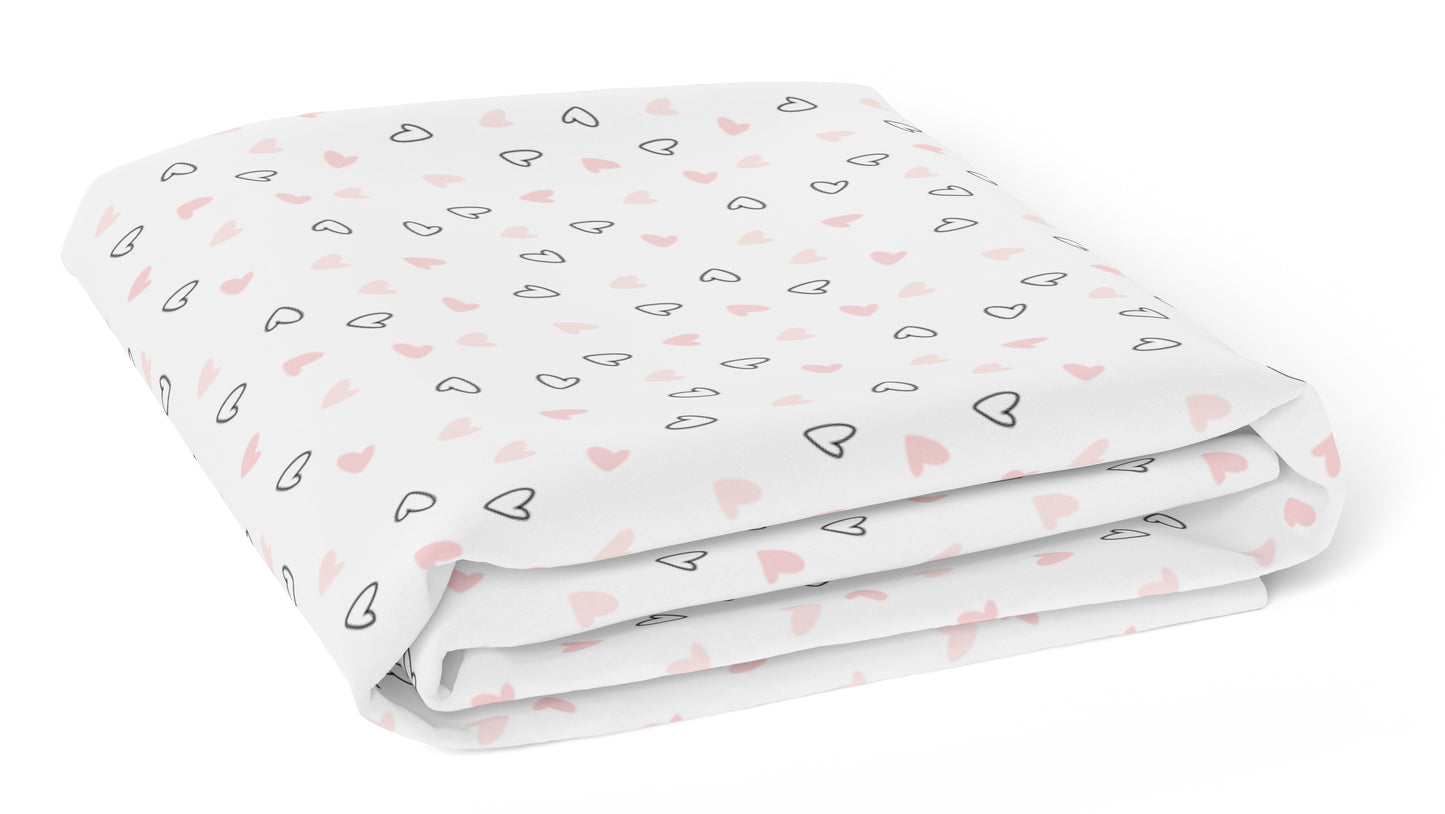 Pink Hearts Crib Sheets 1 Pcs
