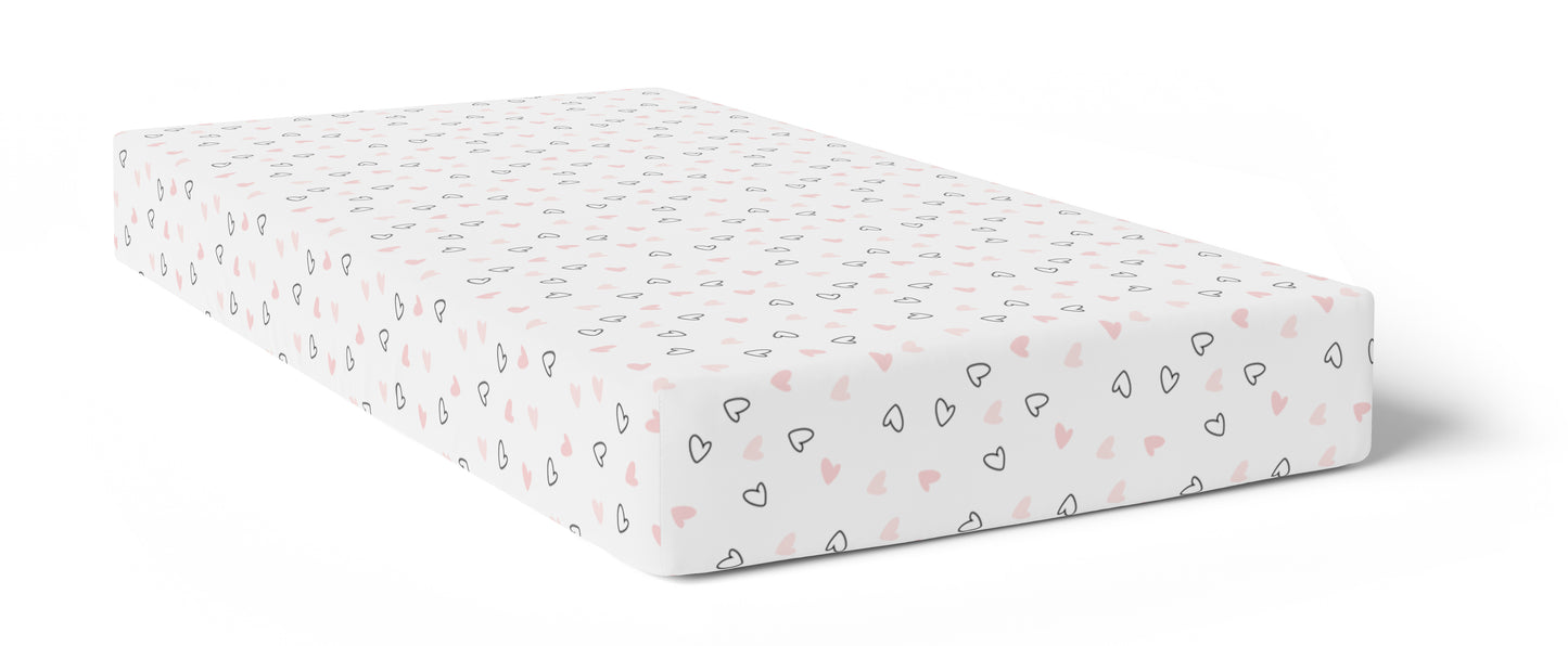 Pink Hearts Crib Sheets 1 Pcs