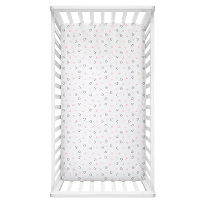 Pink Hearts Crib Sheets 1 Pcs