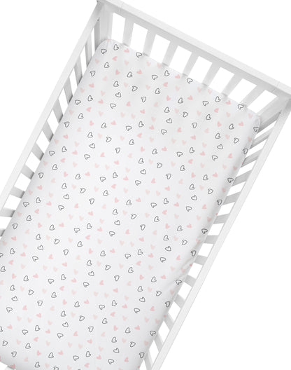 Pink Hearts Crib Sheets 1 Pcs