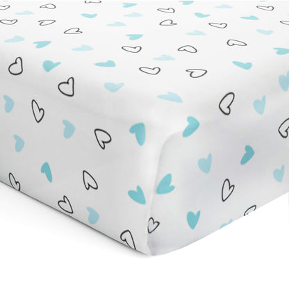 Blue Hearts and Bows Crib Sheets 2 Pcs