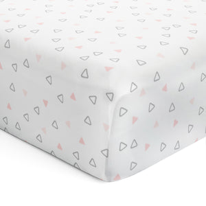 Pink Whale and Triangle Crib Sheets 2 Pcs