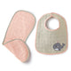 Pink Whale And Solid Pink Embroidery Feeding Bibs And Burp 2 Pcs