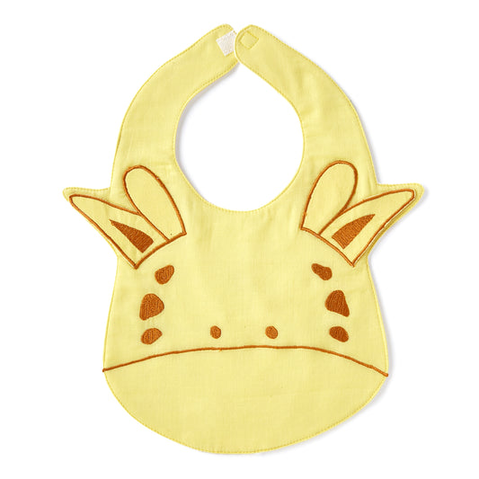 Giraffe And Sunflower Embroidery Feeding Bibs And Burp 2 Pcs