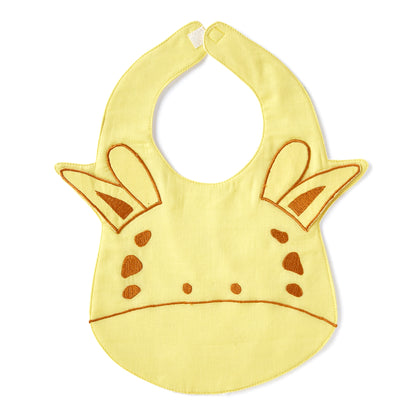 Giraffe And Sunflower Embroidery Feeding Bibs And Burp 2 Pcs