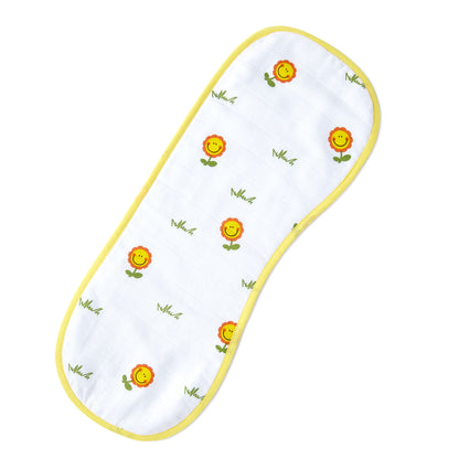 Giraffe And Sunflower Embroidery Feeding Bibs And Burp 2 Pcs
