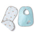 Blue Alphabets Embroidery Feeding Bibs And Burp 2 Pcs
