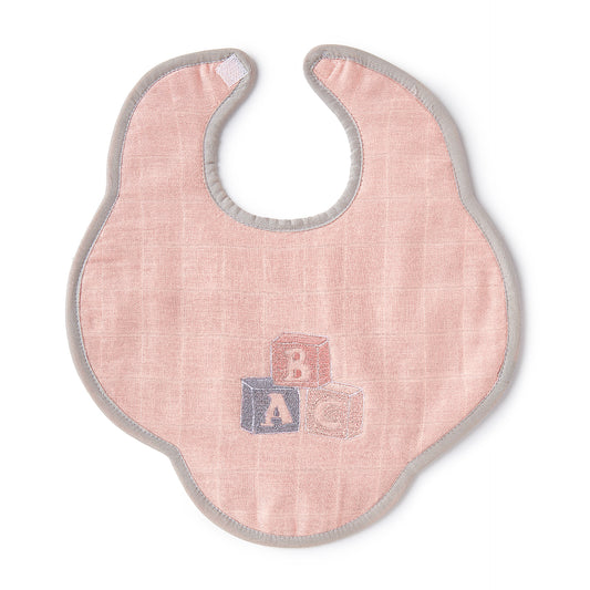 Pink Alphabets Embroidery Feeding Bibs And Burp 2 Pcs