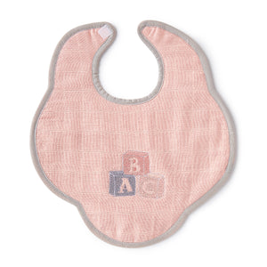 Pink Alphabets Embroidery Feeding Bibs And Burp 2 Pcs