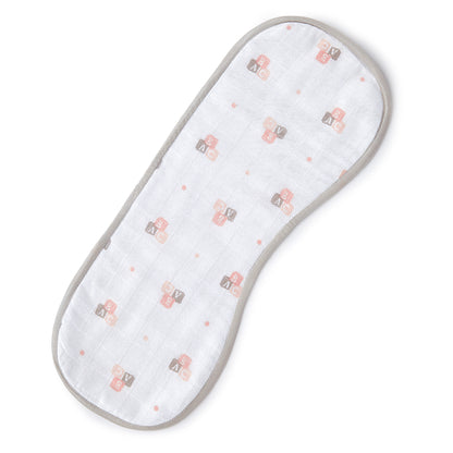Pink Alphabets Embroidery Feeding Bibs And Burp 2 Pcs
