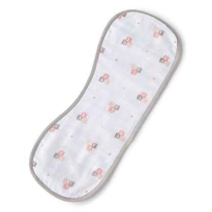Pink Alphabets Embroidery Feeding Bibs And Burp 2 Pcs