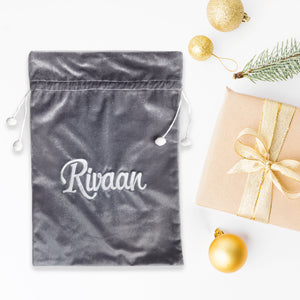 Velvet Santa Gift Bag with Personalization