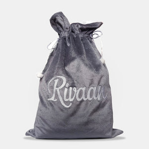 Velvet Santa Gift Bag with Personalization