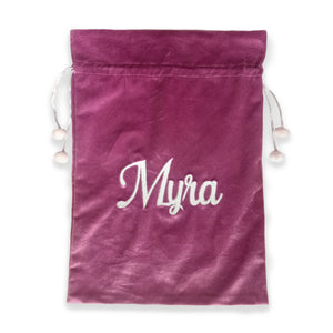 Velvet Santa Gift Bag with Personalization