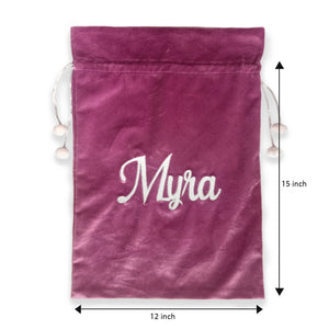 Velvet Santa Gift Bag with Personalization
