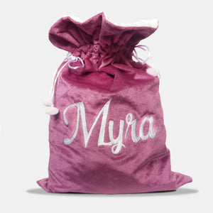 Velvet Santa Gift Bag with Personalization