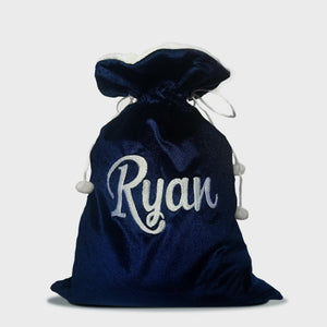Velvet Santa Gift Bag with Personalization