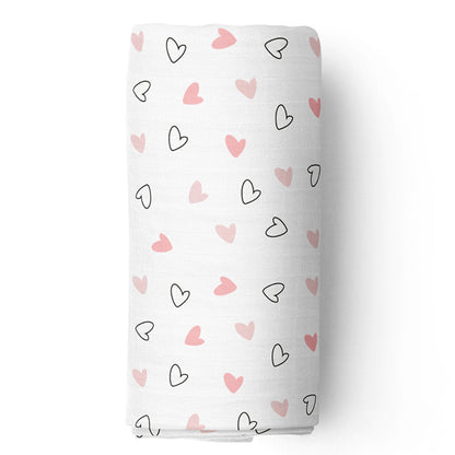 Pink Hearts Swaddles 1 Pcs